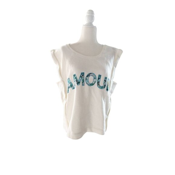 White Anthropologie "Amour" Muscle Sweatshirt - Picture 12 of 12